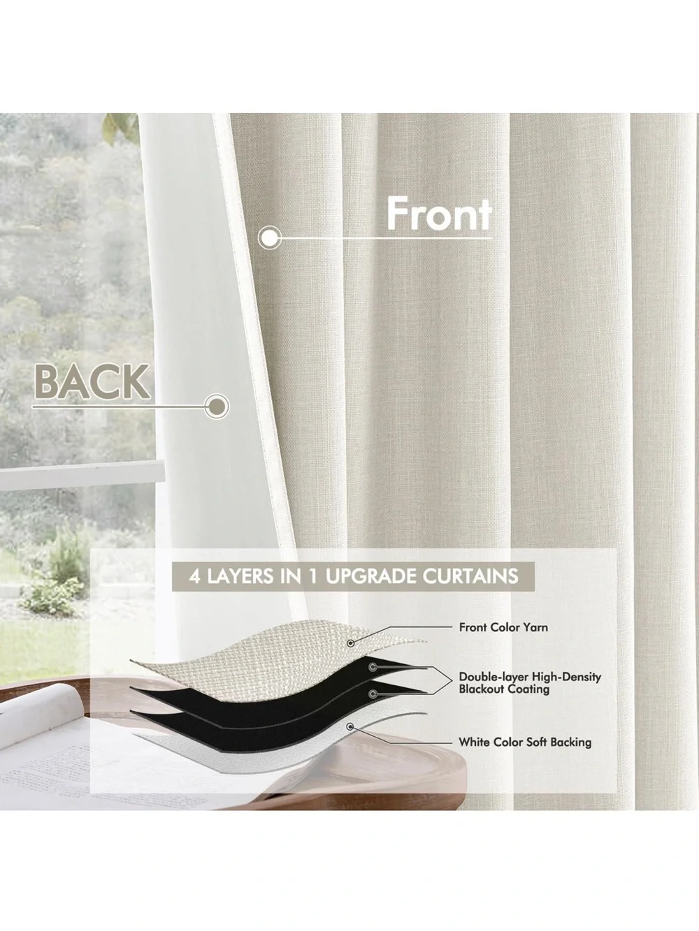 100% Blackout Curtains 63 Inch Long 2 Panels Thick Black Out Curtain 1856/c-1